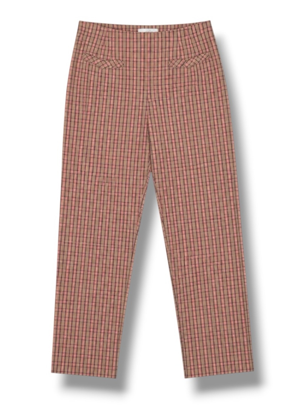 Anthropologie The Essential Pink/Tan Plaid Slim Cropped Pants Size 2 - Picture 2 of 12
